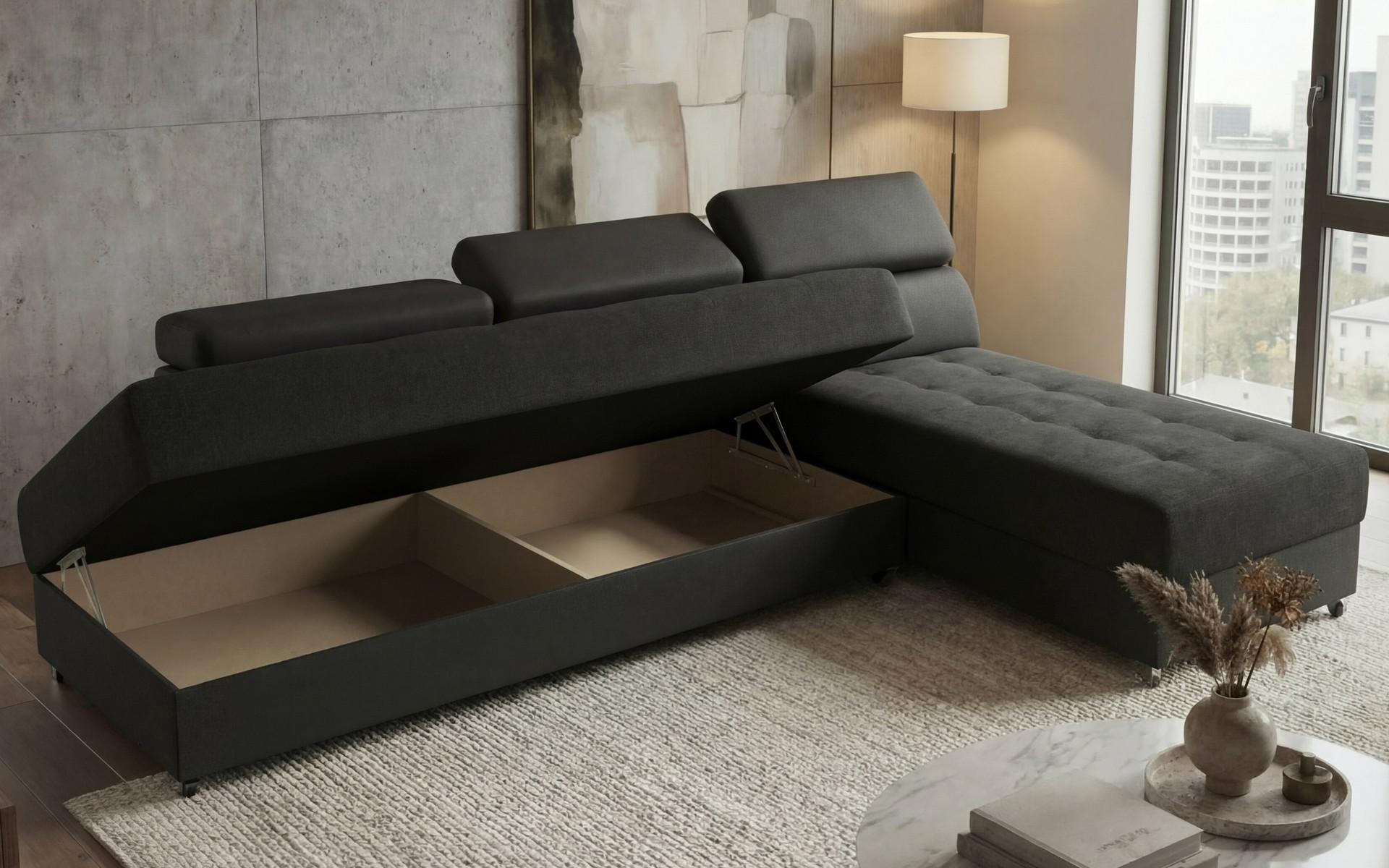 Living room corner Galance Nova, dark grey + black  5
